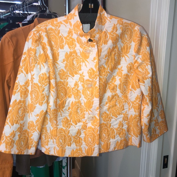 WALTER short blazer pale orange and cream print 6